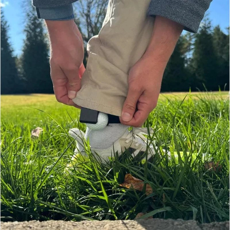 One-piece Stand for Golfer's Convenience; Portable Ankle-mounted Ball Holder