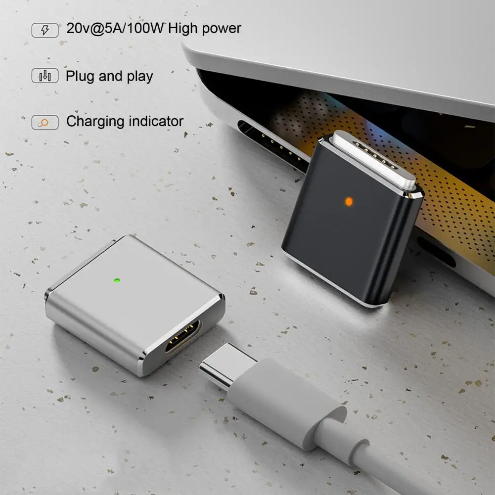 Wymienny adapter Magsafe3 o dużej mocy 100 W typu c żeński na 5-pinowy adapter ze wskaźnikiem LED dla Macbook/pro/air dla Apple