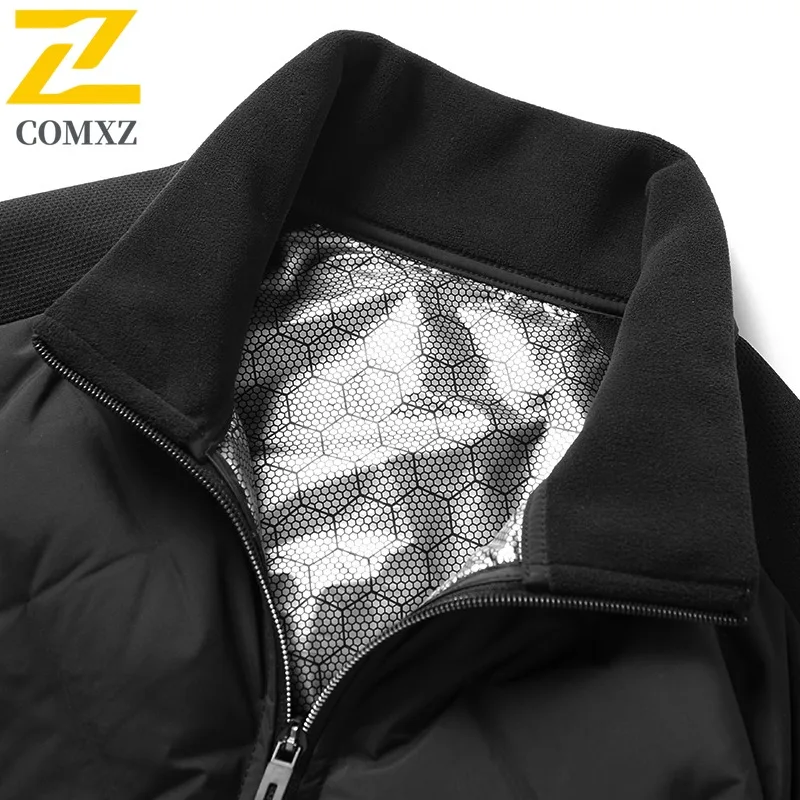 COMXZ Windproof Lightweight Down Jacket Thick Stand Collar Skiing Parker Coat Streetwear Comfortable Winter Jacket Men Clothing