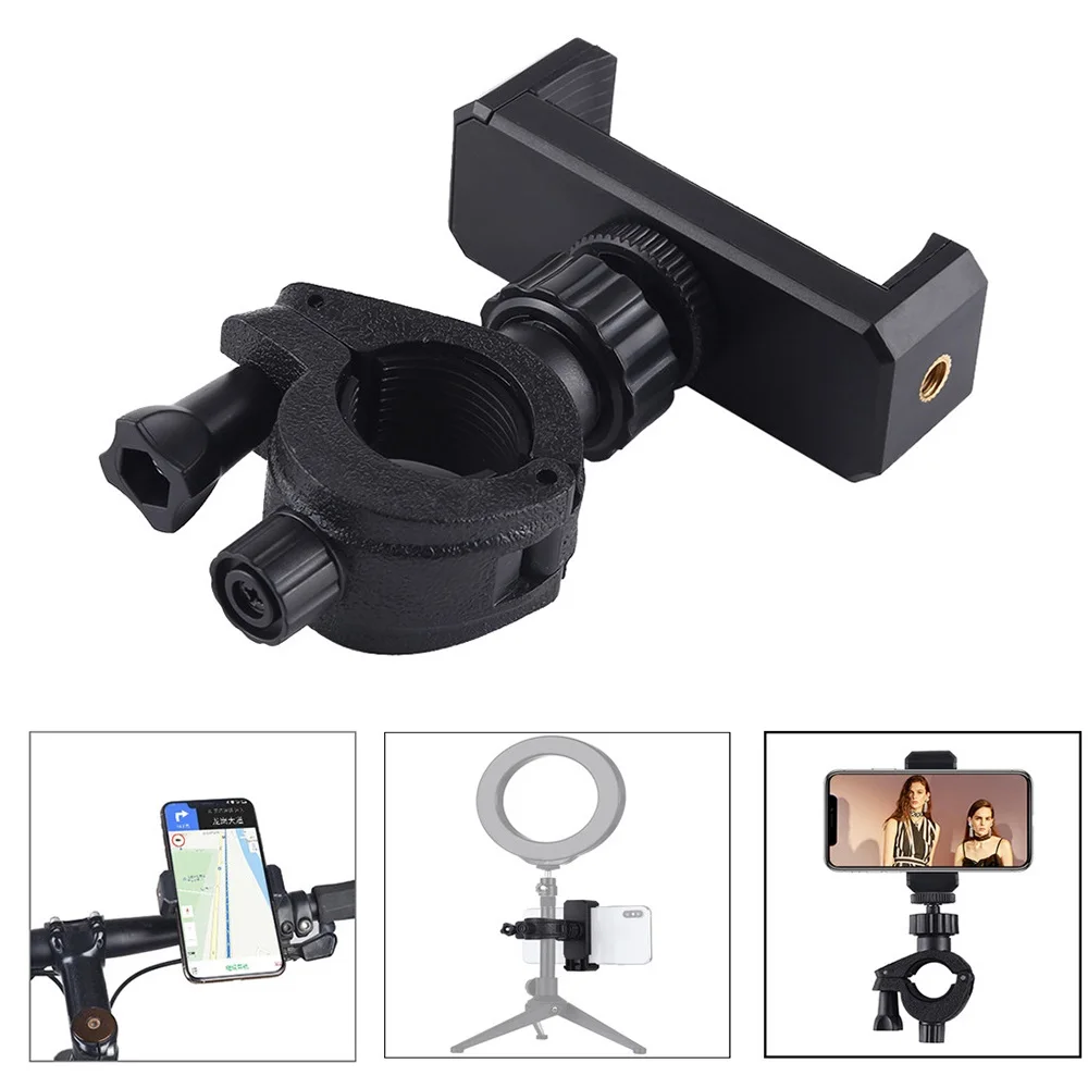 Phone Live Streaming Bracket Automatic Clamping 360 ° Rotating Bracket SLR Camera Mobile Phone Holder for Circular Lamp Tripod