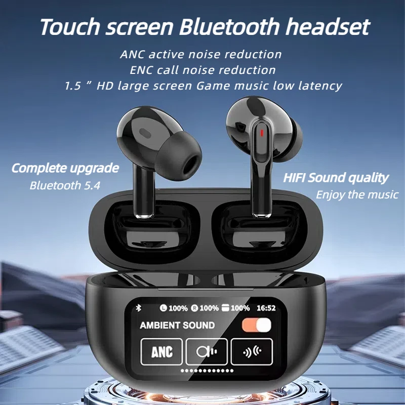 

Bluetooth Headset with Long Battery Life and Touch Screen Control: Active Noise Cancelling In-Ear Bluetooth Headphones