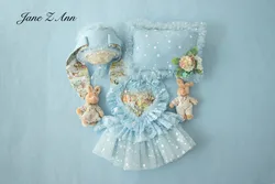 Conjunto de vestido de princesa de conejo de encaje, Bodi de almohada, muñeca de conejito, accesorios de fotografía para bebé recién nacido