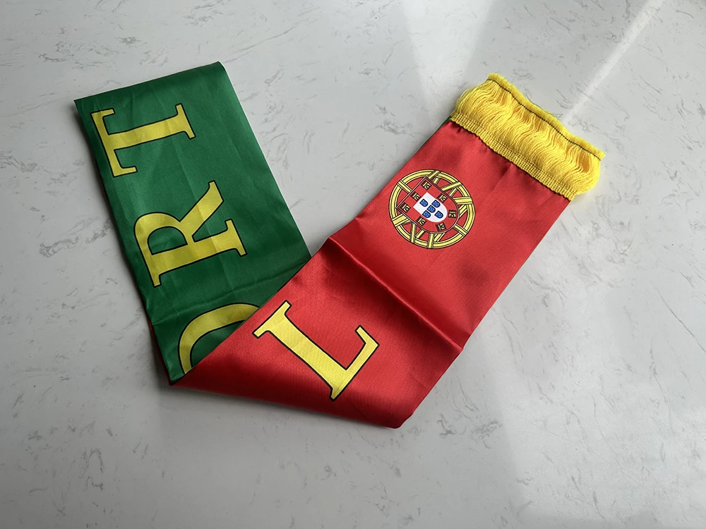 (SKY FLAG) Portugal-Schal 14x130cm Doppelseitiger Druck Satin Fußball-Fan-Portugal-Schal Flaggen-Banner – Detail 13