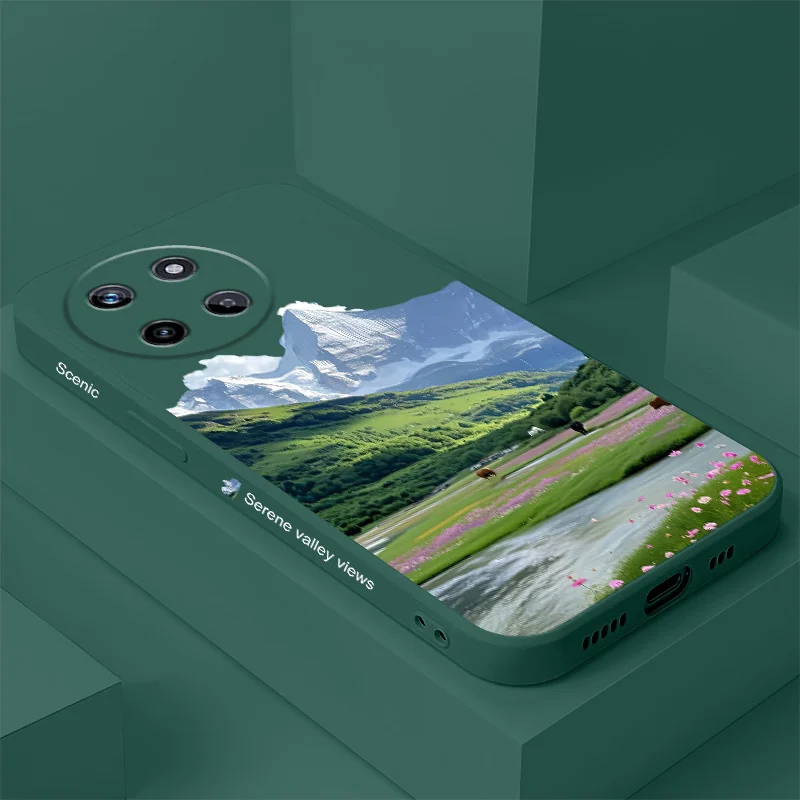 

Clear Stream Phone Case For OPPO Realme 14 13 12 11 10 9 9i 8 8i 7 Pro Plus C35 C21Y C25Y C25 4G 5G Liquid Silicone Cover