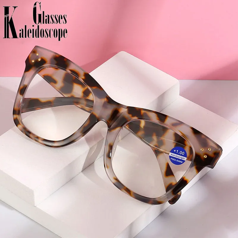 Women Men Oversized Presbyopic Eyeglasses Blue Light Blocking Reading Glasses Computer Reader Hyperopia Diopter +1.5 2.0 2.5 3.0