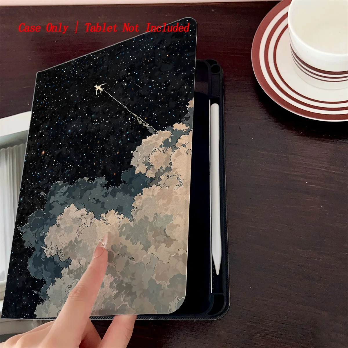 Dreamy Black Brilliant Starry Sky & White Clouds iPad Case For Apple iPad Pro 11/12.9 Air 3/4/5 Mini 5/6 8th/9th/10th Gen Cover