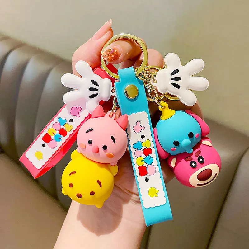 Disney Cartoon Anime Dumbo Mickey Mouse Pooh Bear Pendant Keychains Car Key Chain  Jewelry Kids Gifts