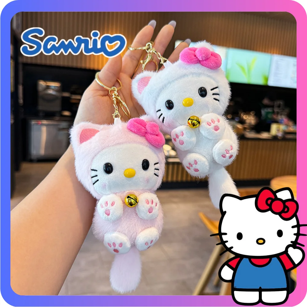 

2026 hot 10cm Sanrio Hello Kitty Cartoon Plush Doll, Stuffed Toy, Backpack Pendant, Small Gift, Plush Ornament, Gift for Girls
