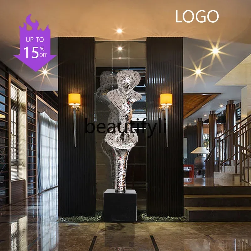 6239Stainless Steel Round Large Abstract Sculpture Ornament Outdoor Floor Metal Soft Decoration