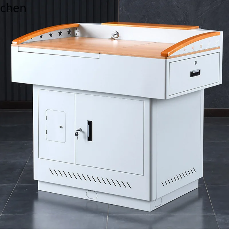 HT Wholesale Lectern School Teacher Lectern Steel Multi-Functional Classroom Computer Desk Central Control Multimedia Lectern