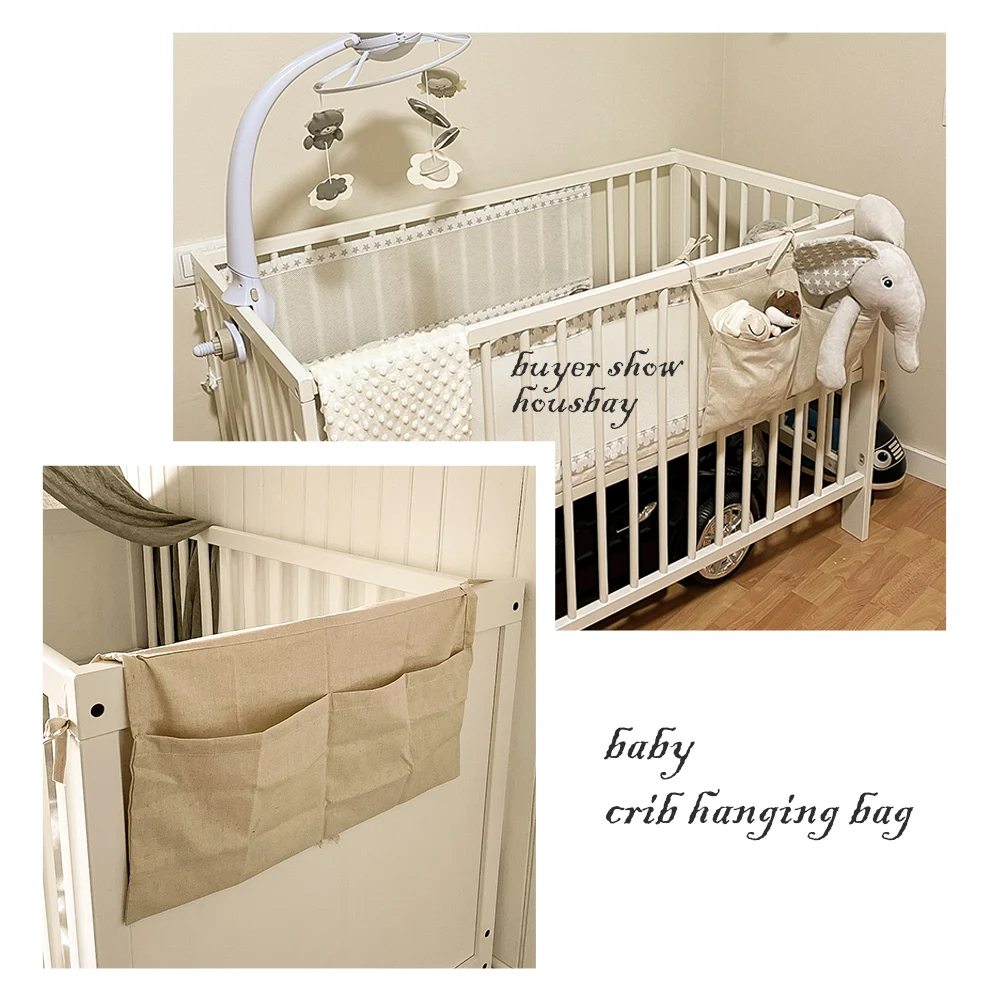 Baby Crib Hanging Bag Kids Bedding Baby Bed Accessories For Storage Hanging Bag Boys Girls Room Decor Simple Ins Baby Bumper