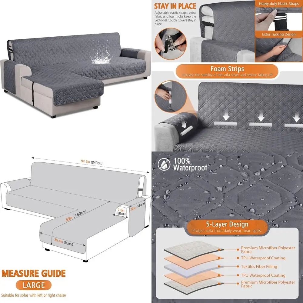 

Водонепроницаемые двусторонние L-образные чехлы на секционные диваны для шезлонгов — 100% водонепроницаемые чехлы на диваны для секционных диванов