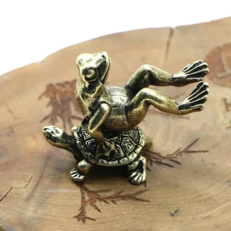 Massiver Messing-Weihnachtsschmuck Frosch- und Schildkröten-Figur Kleine Hausdekoration Tierfiguren Chihuahua-Skulptur
