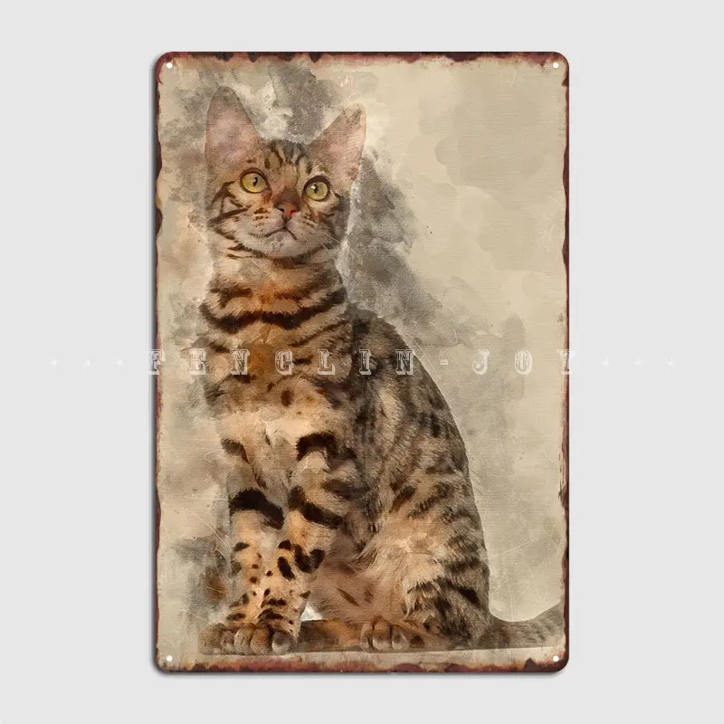 Bengal Kitten 4 Months Old Poster Metal Plaque Club Bar Wall Decor Wall Pub Custom Tin Sign Poster