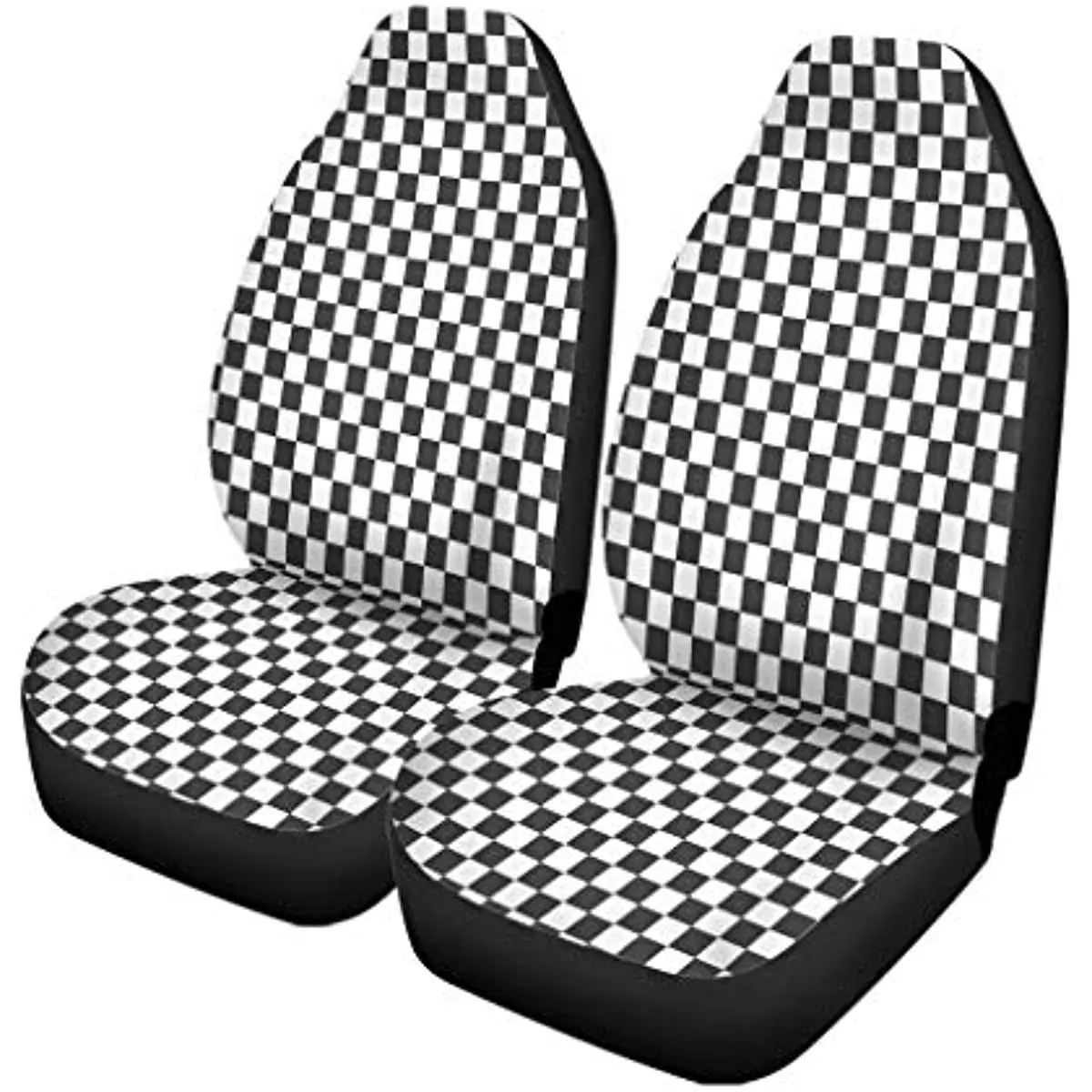 

Pinbeam Car Seat Covers Pattern Black and White Squares Checkerboard Checkered Abstract Board Set of 2 Auto Accessories Protecto