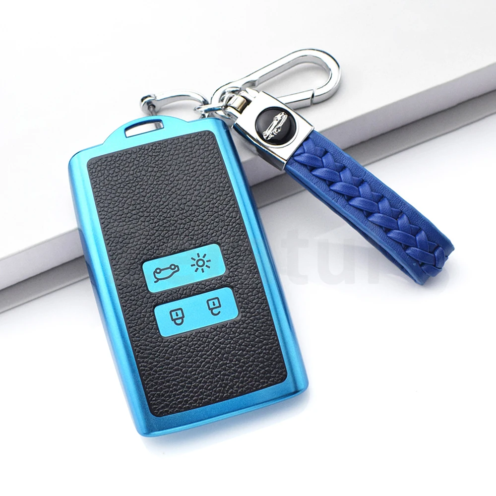 Car Key Case Cover Shell For Dacia Sandero Card Leather TPU For Renault Koleos Captur Megane Clio Scenic Talisman Arkana Fob