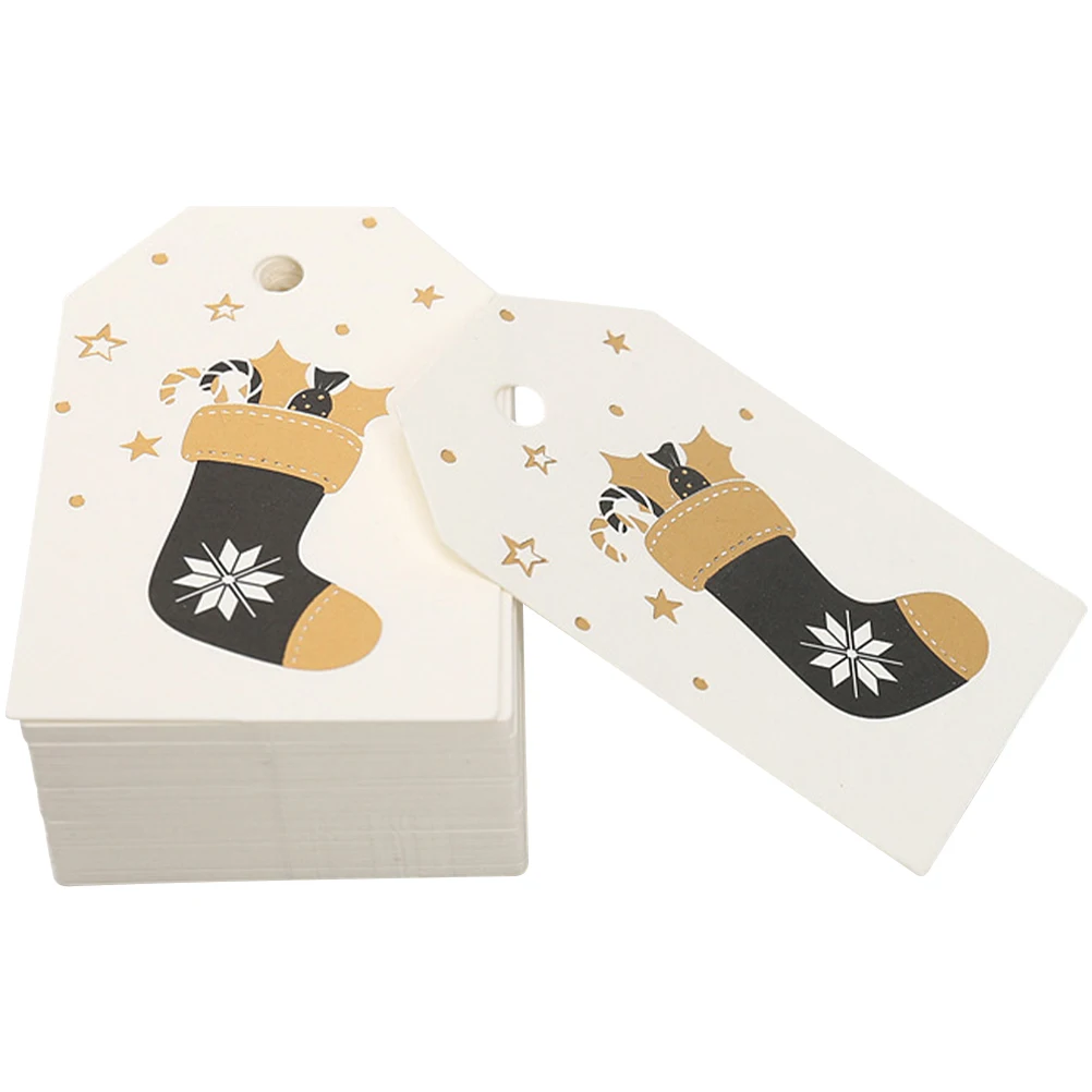 

100 Pcs Christmas Stocking Tags Decorative Gifts Festival Hanging Decors Paper Crafts Socks Tags Home Decor