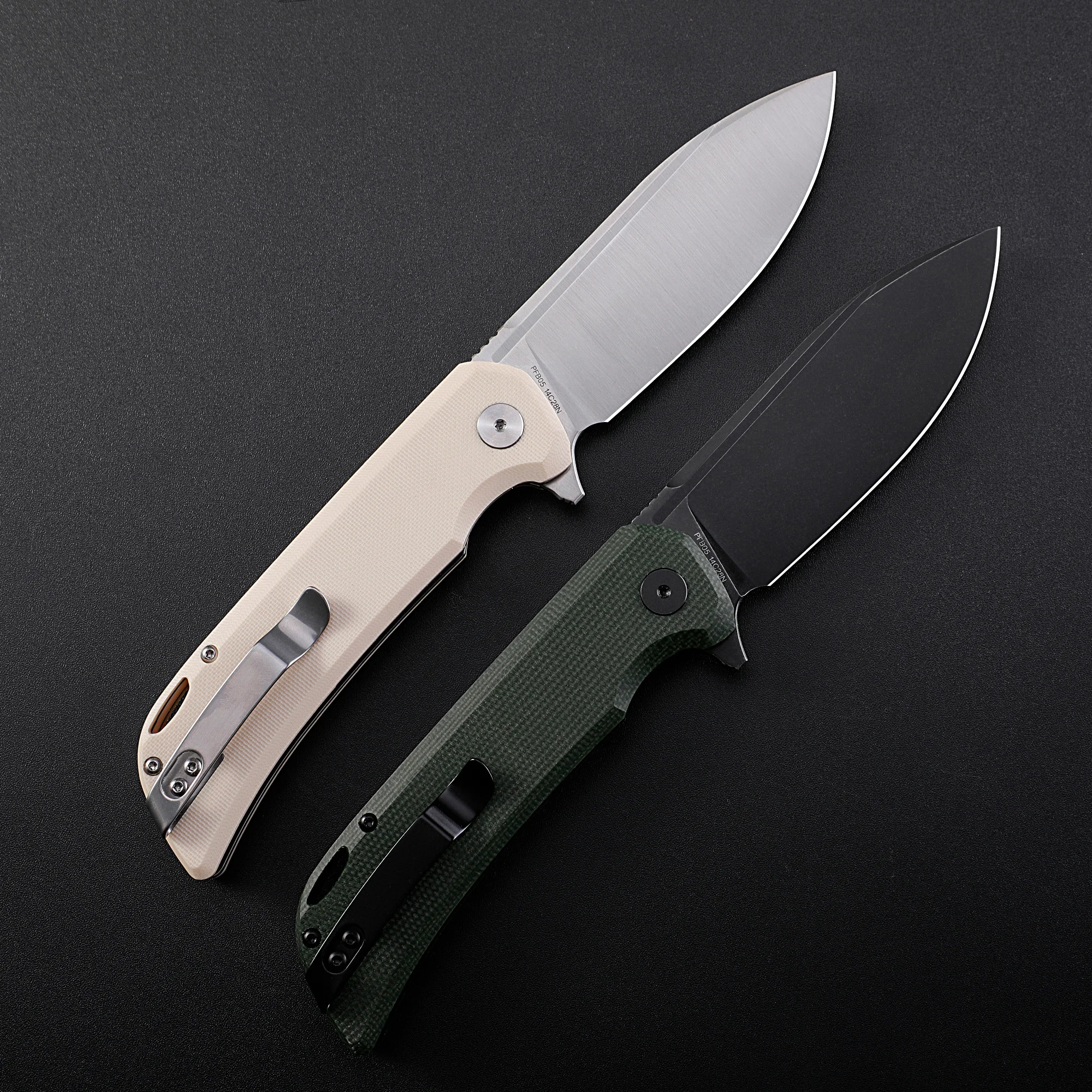 Petrified Fish PFB05 Folding Knife Jackknife 14C28N Steel G10 Knife Micarta Handle Camping Survival Knife EDC Outdoor Tools