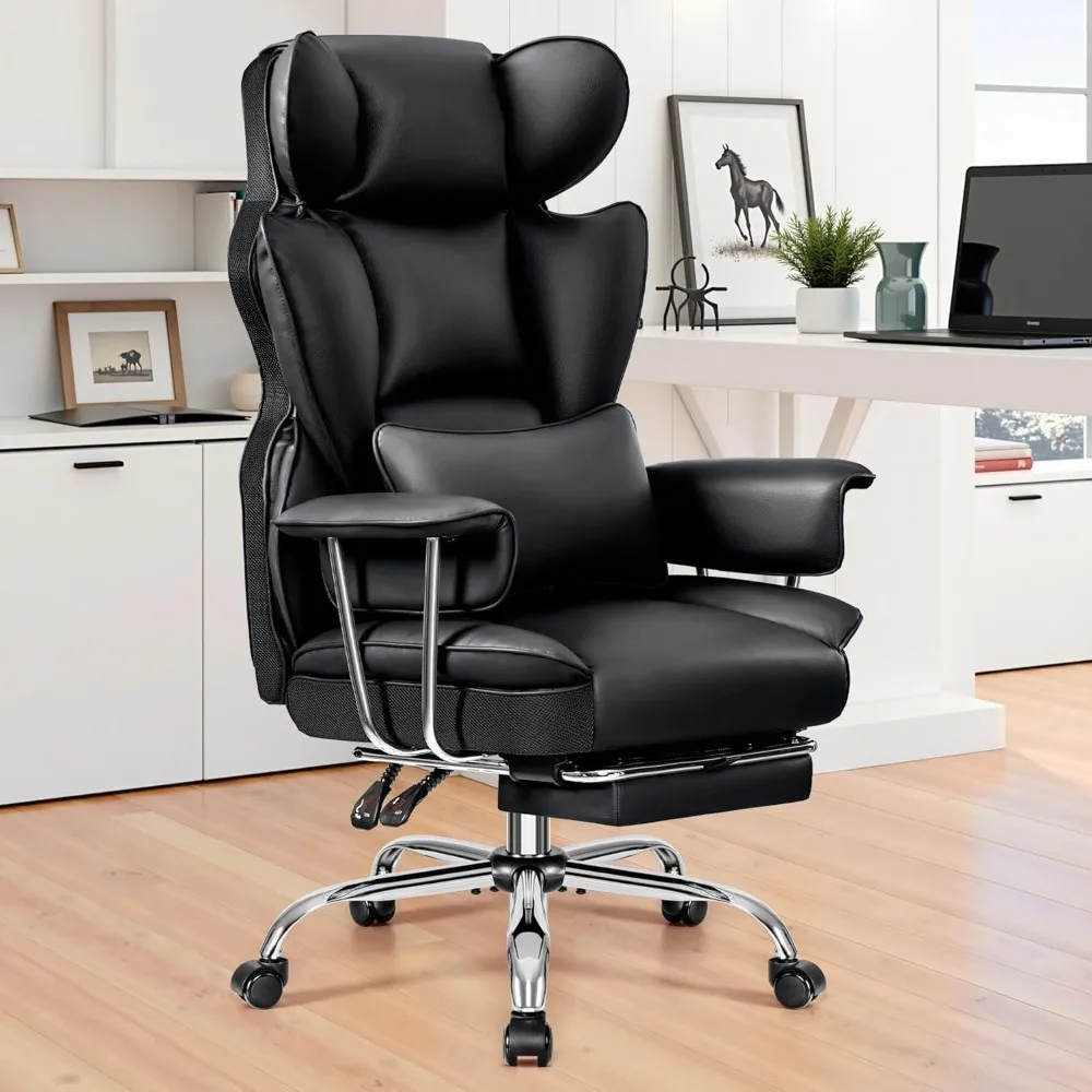 

Home Office Desk Chair, Big and Tall Executive Office Chairs with Footrest, Leather Computer Gaming Chairs with Adjustable Heigh