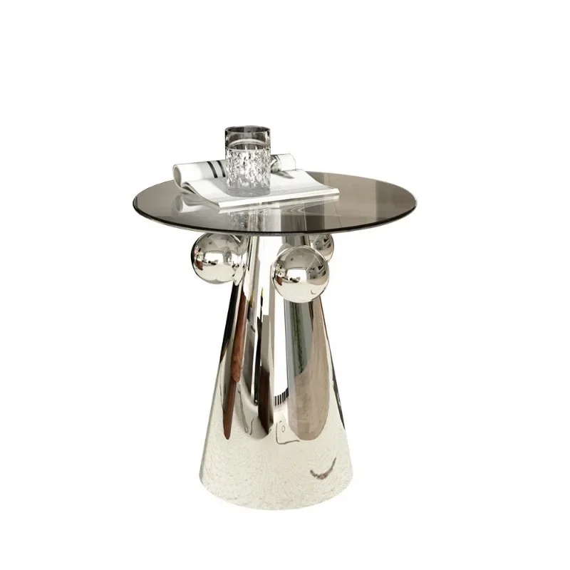 

Medieval Internet celebrity creative ins, designer simple glass, stainless steel hotel sofa corner