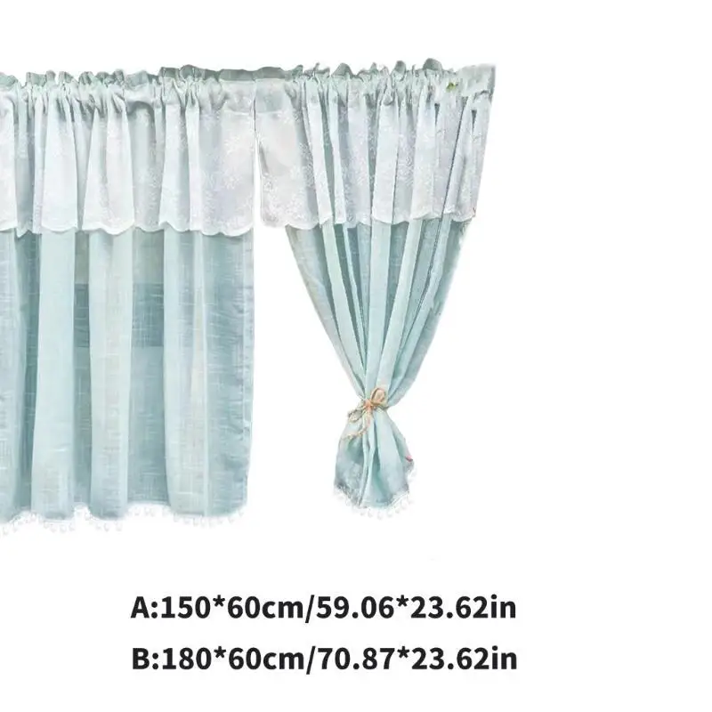 G6KF Light Blue Cafe Curtain for Privacy and Comfortable Sheer Yet Opaque Designing for Coffee Shop Window Cabinet Curtains