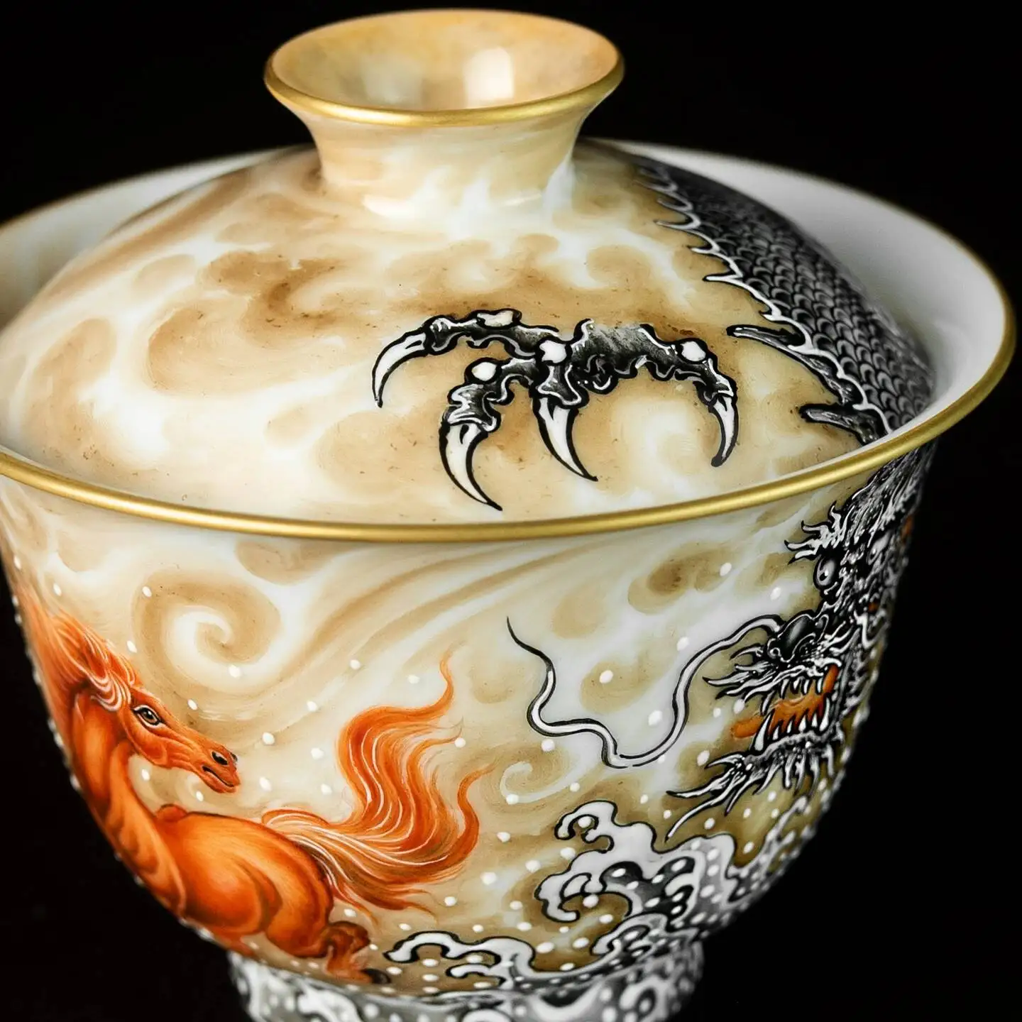 Sacred Mountain High-End Pastel Silk Xuan Color Hand-Painted Edition 3.0 Ceramic Gaiwan Set Tea Bowl