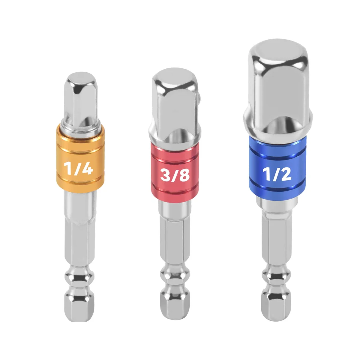 3PCS Socket Adapter Impact Set Hex Shank to 1/4 3/8 1/2 inch Colorful Extension Converter Impact Drill Bits Driver Power Hand