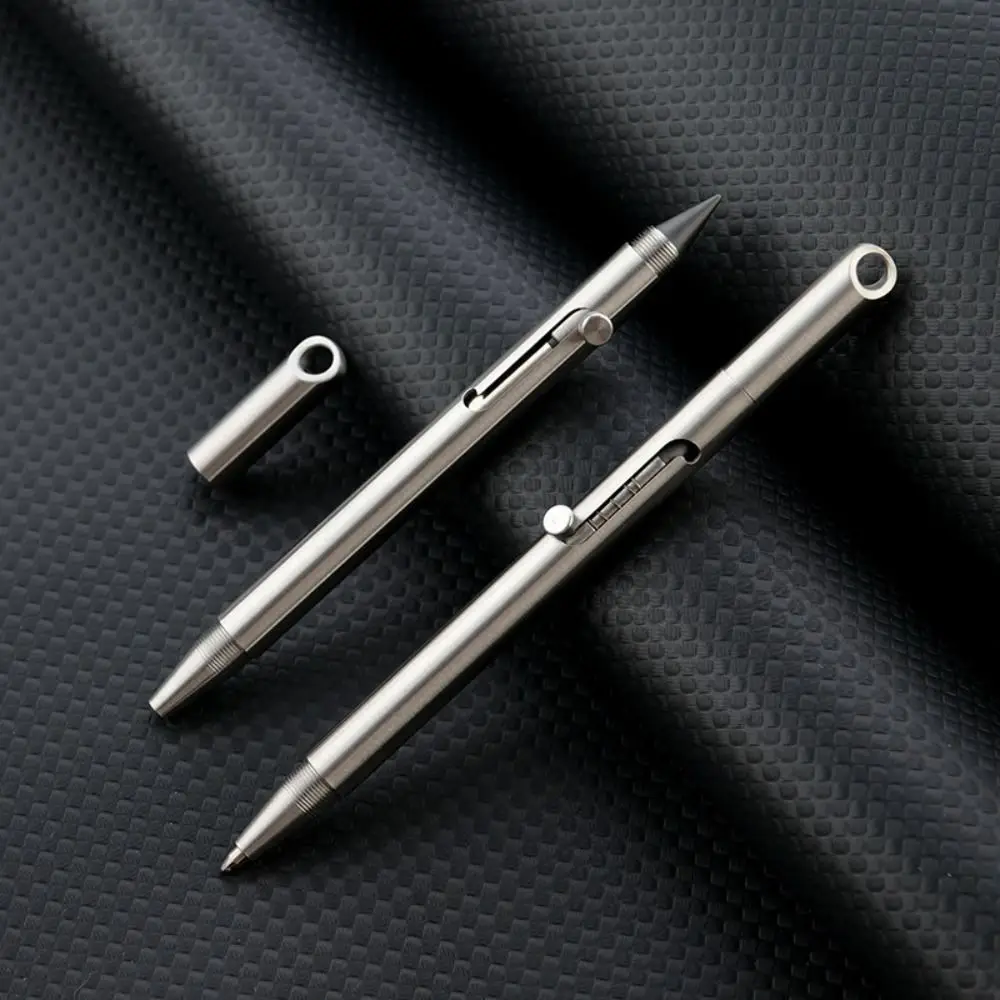Neutral Stainless Steel Ballpoint Pen No Sharpening Push Mechanism Keychain Pen Mini Pen Emergency Writing