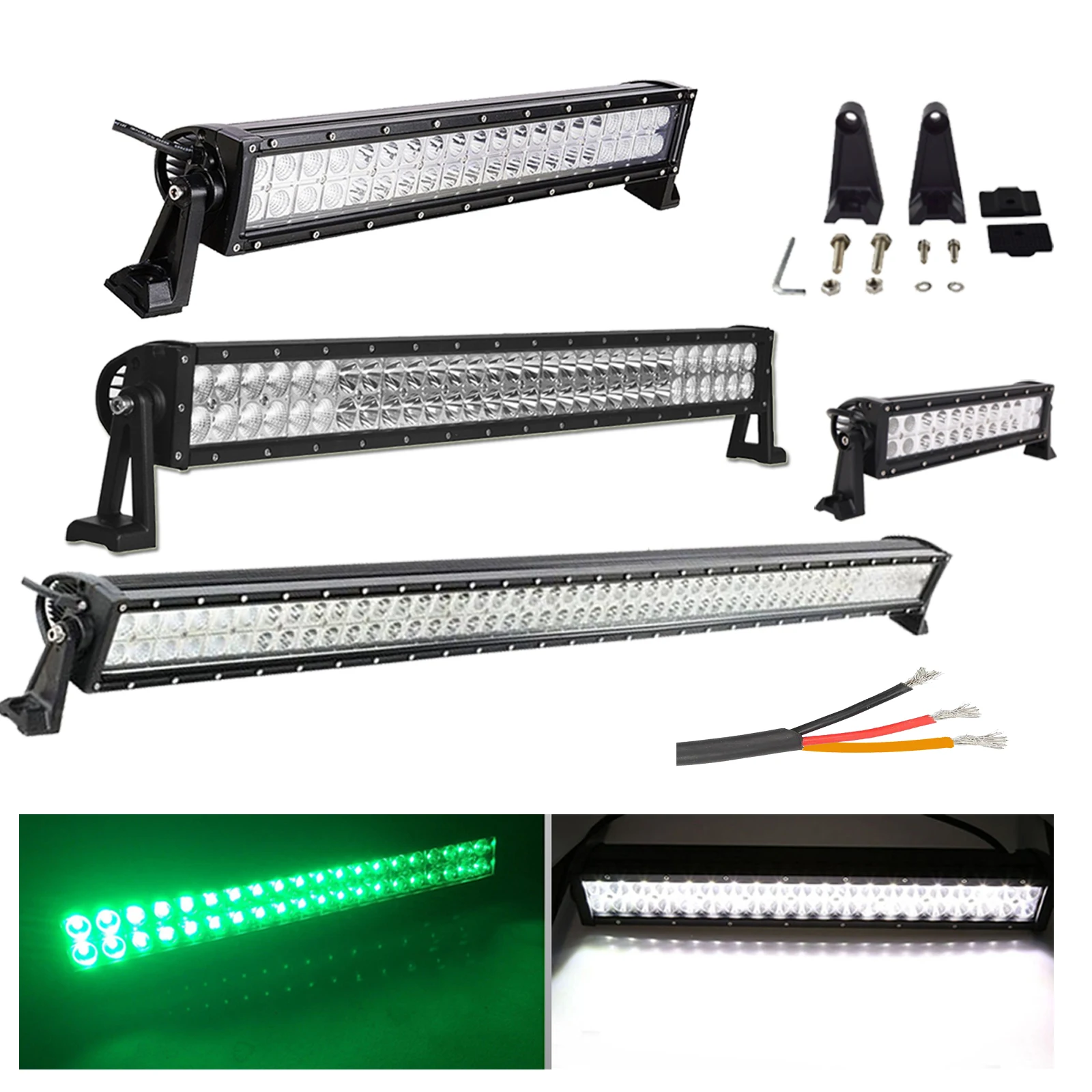 

22 32 42 52inch 600W Green/White Dual Colors Off-road Led Light Bar Driving for ATV UTV Trucks 4X4 Fishing Hunting Working Light