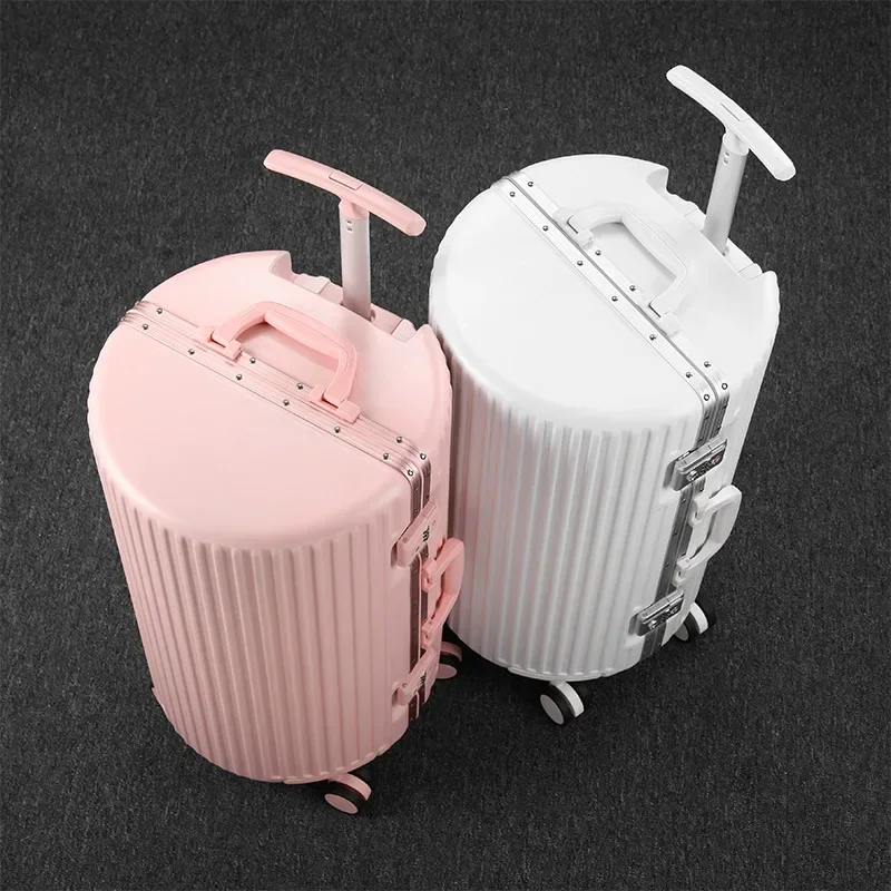 New Design Round Trolley Case Travel Suitcase 20/24 Inch Rolling Luggage Unisex Aluminum Frame Trunk  Password Carry-on Box