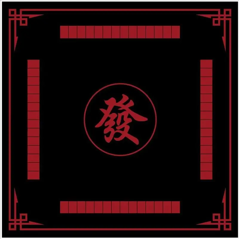 Chinese Red Fortune Characters Printed Mahjong Game Table Mat Anti-Slip Noise Reduction for Home Party Card Playing Decor