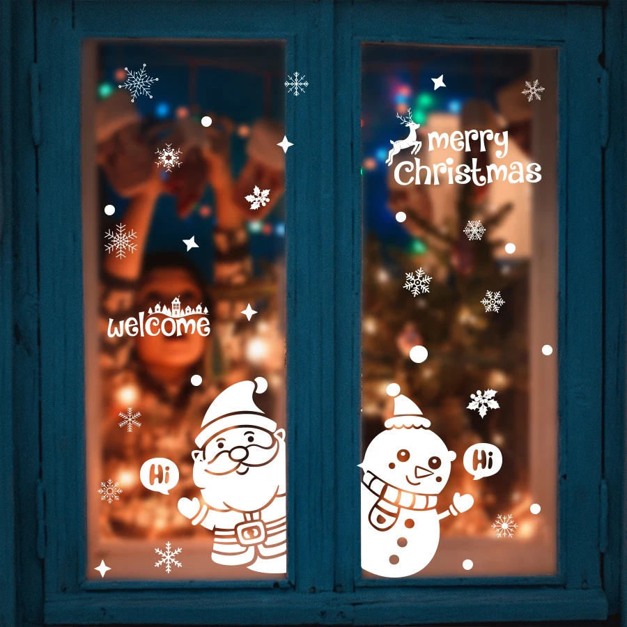 2pcs Cute Christmas Santa Window Sticker Static Cling PVC Holiday Decoration For Bedroom Nursery Baby Room Window Home Decor view 4