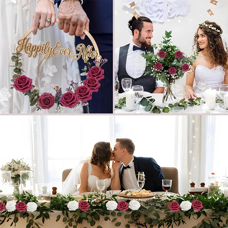 5/10/20 Stück künstliche Rosenblüten, künstliche Blumen, Schaumstoff-Rosen, mit Stiel für DIY-Hochzeitssträuße, Ornamente, Party, Heimdekoration – Detail 8
