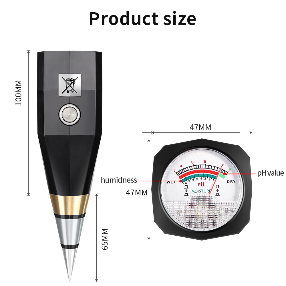 Professional Soil PH Tester 2 in 1 Soil Moisture Meter Humidity Acidity Detector Metal Sensor Hygrometer for Garden Greenhouse