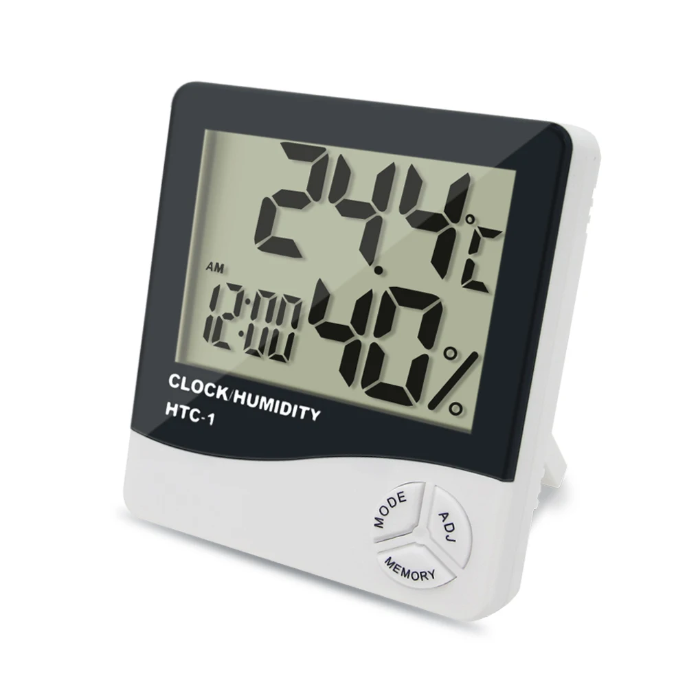 HTC-1 Indoor Temperature Humidity Meter Room LCD Electronic Digital Thermometer Hygrometer Weather Station Alarm Clock