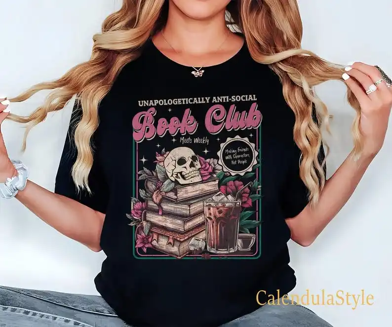 Anti-social Book Club T-Shirt for Introverted Romance Reader Antisocial Book Club, Bookworm Shirt, Reading Tee, Introvert Shirt