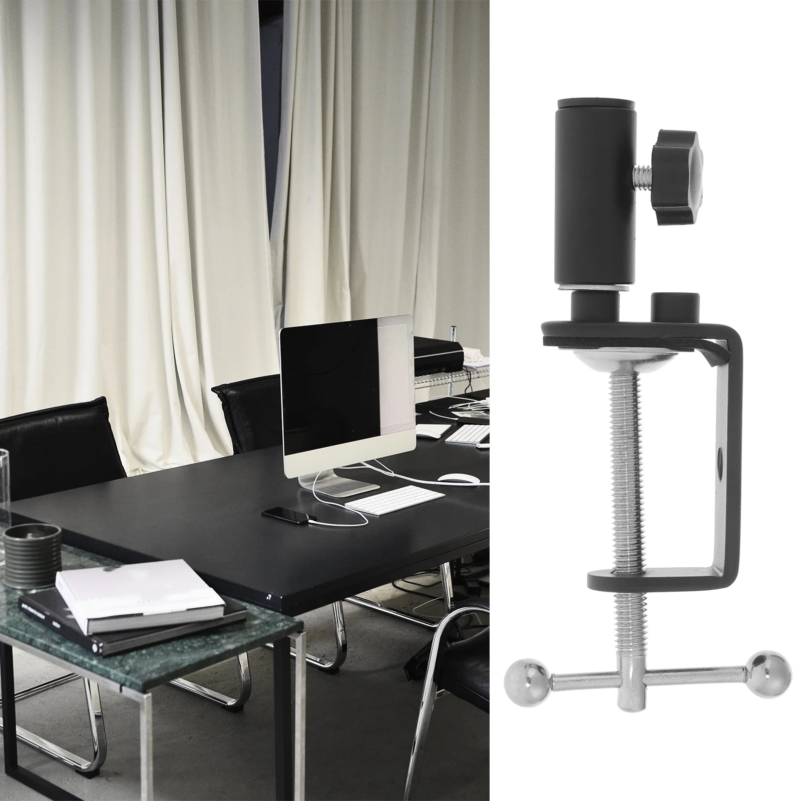 

Universal C Clamp for Desktop Mount Holder Microphone Wall Clip Compatible with Scissor Arm Over Table Rod Stand Stable Grip