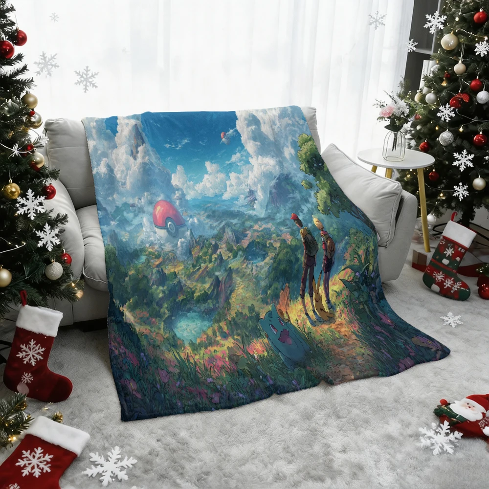 Pokemon Pikachu Gengar Flannel Throw Blanket Soft Warm Sofa Bed Blanket Home Decor Anime Gift Blanket