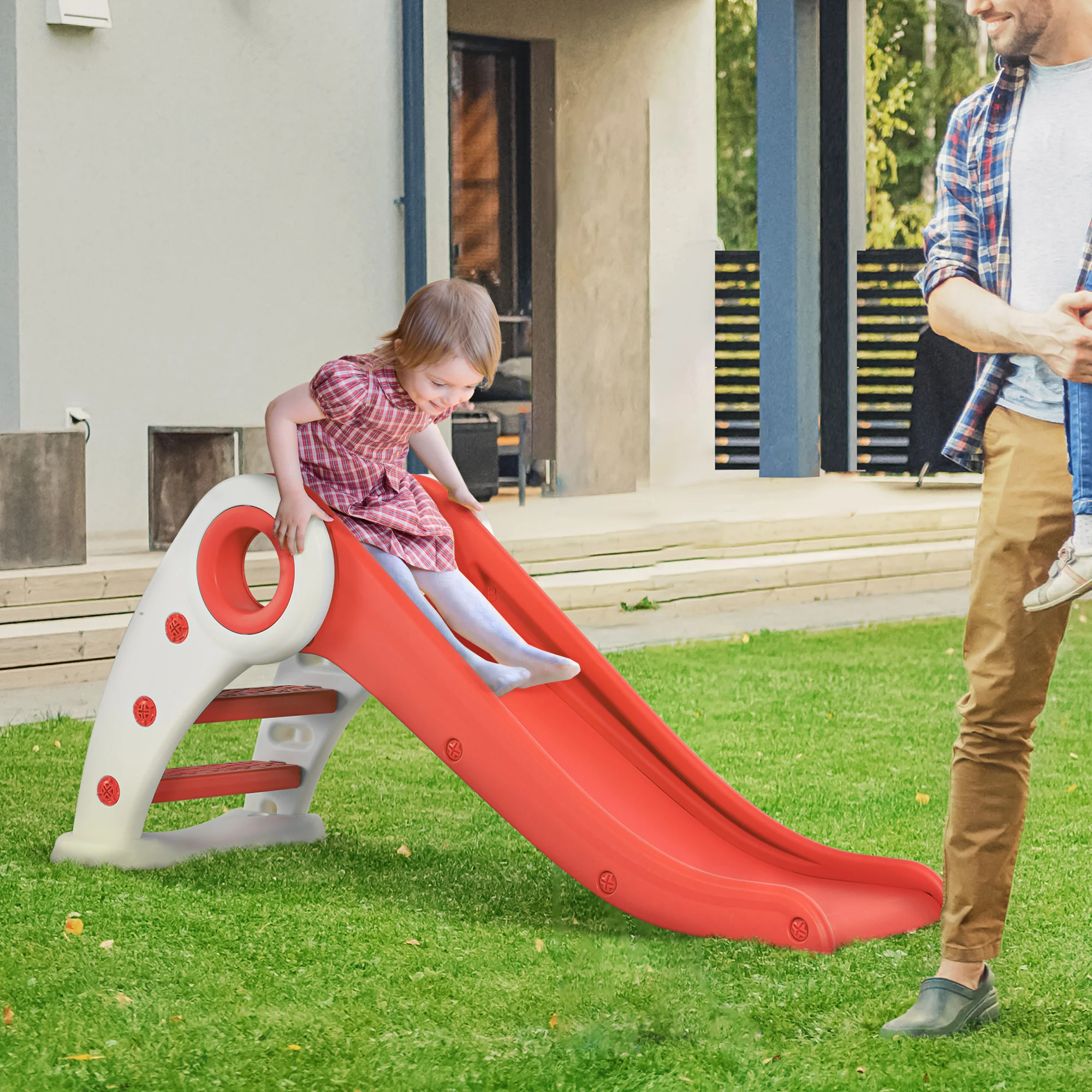 HOMCOM + 3 years old foldable slide for children with ladder and ramp 120x50x56 cm