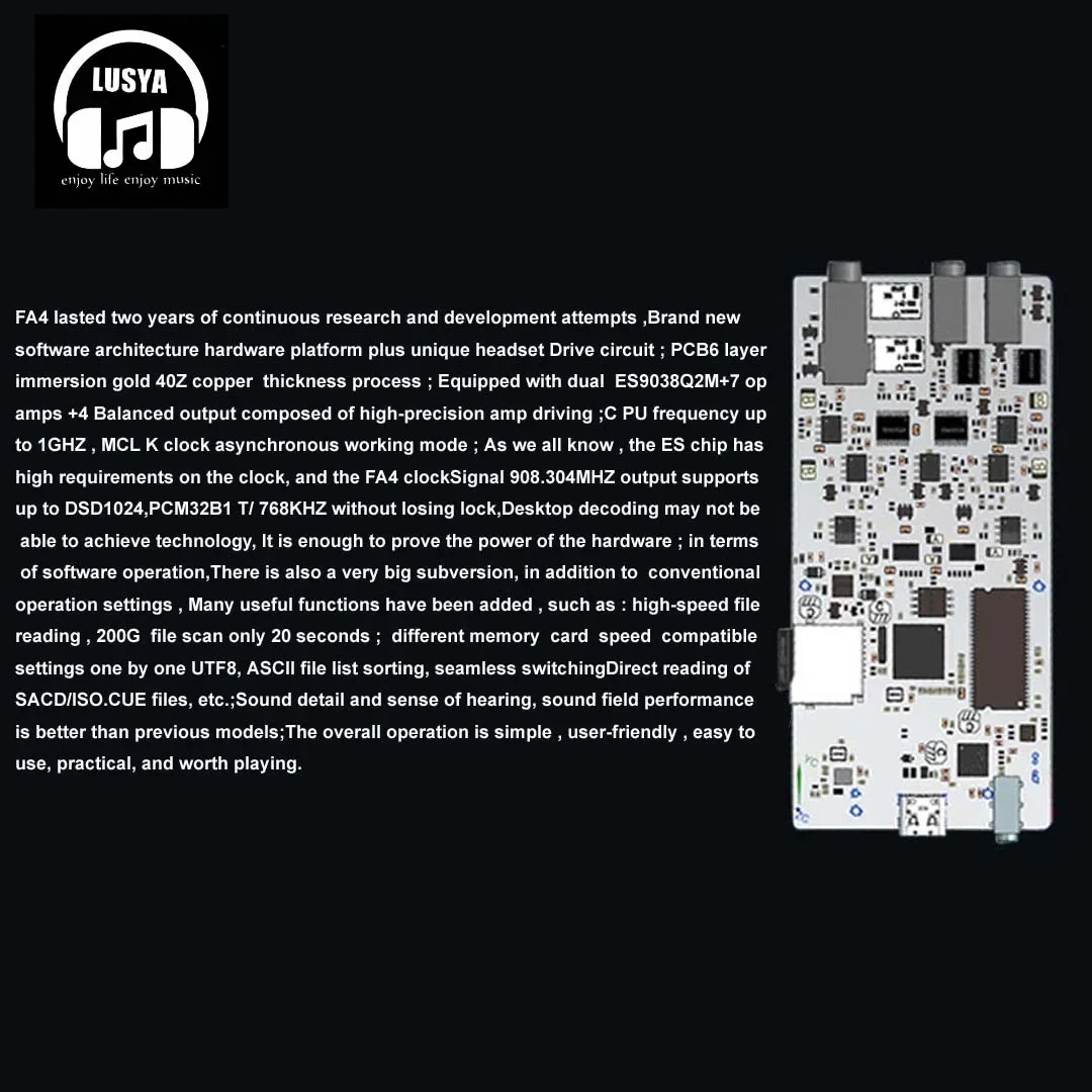 DLHiFi F.Audio FA4 HIFI DSD Lossless USB DAC Decoding Bluetooth Dua Arah Dual ES9038Q2M Pemutar Mp3 Output Seimbang