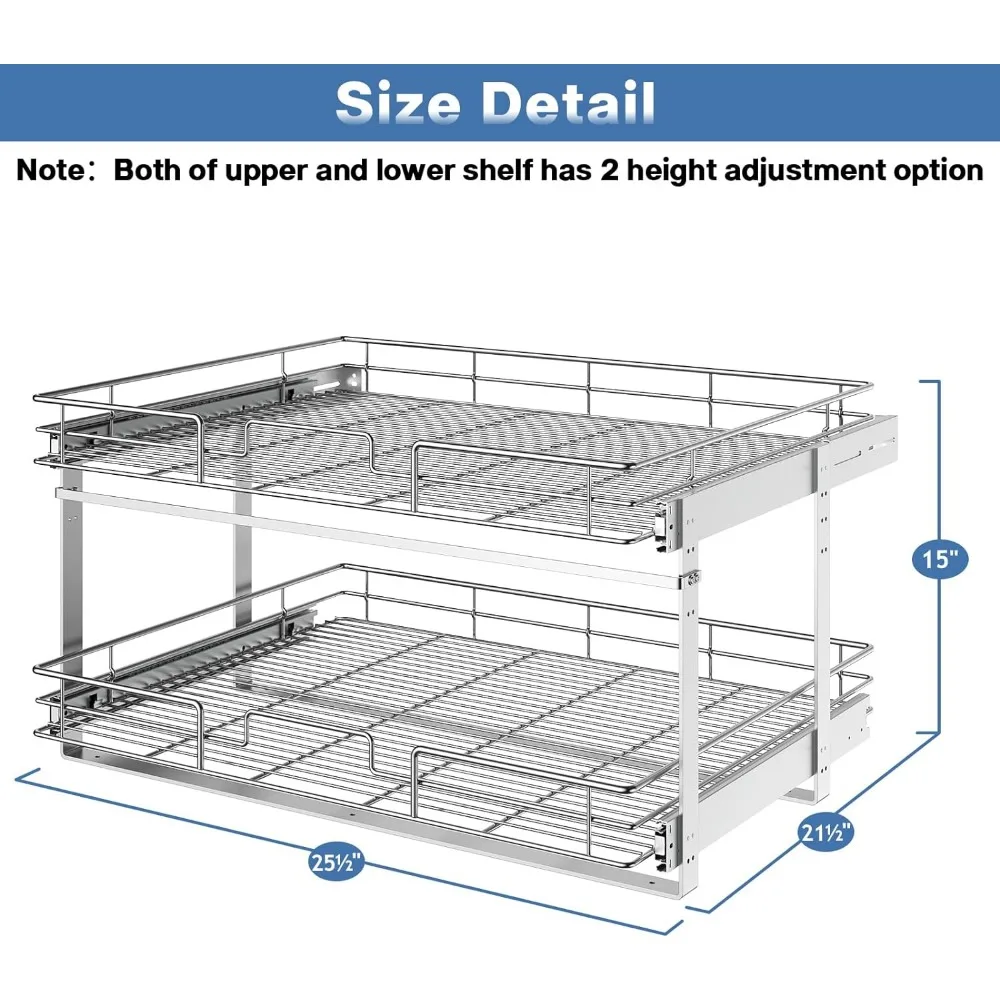 Imagem -04 - Armário de Cozinha Armazenamento Correr Prateleiras Individual Pull Out Organizer Nível 25 w x 21 d Deslize