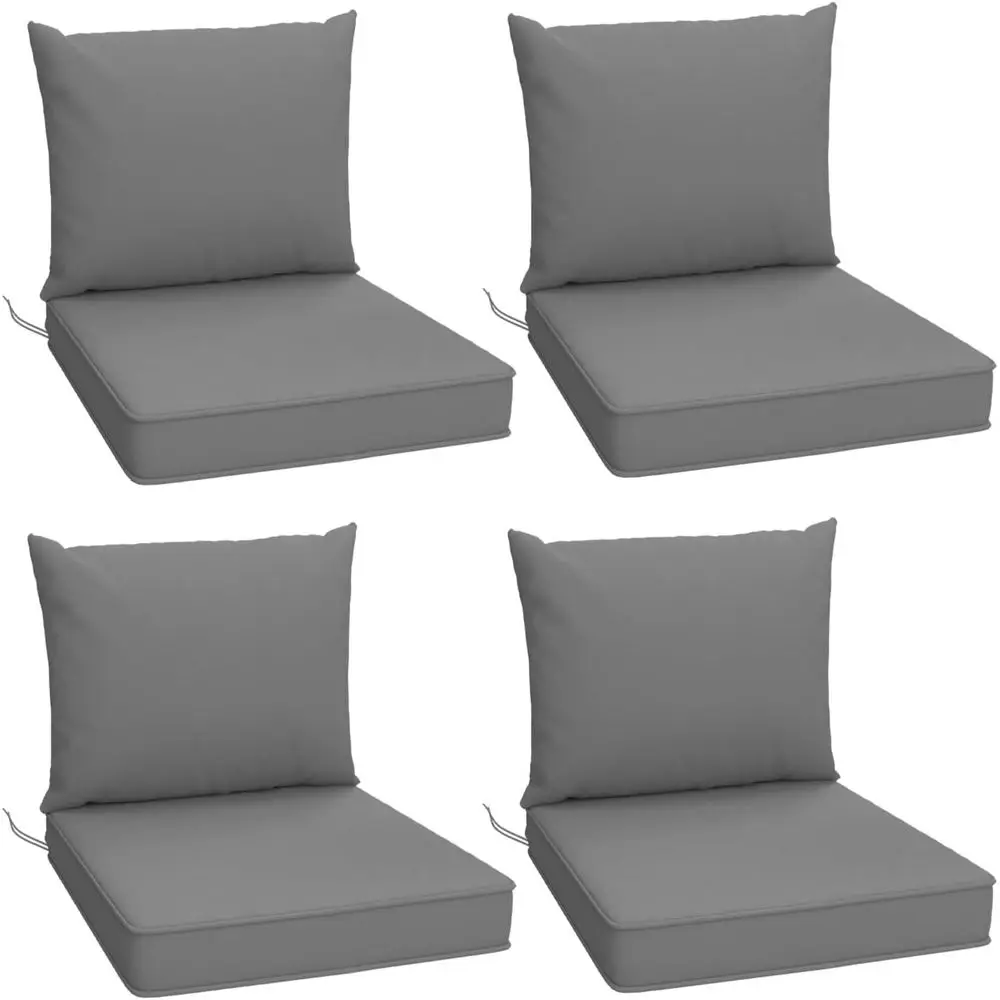 

Set of 4 Grey Outdoor Patio Chair Cushions, 24x24 Inches, Water-Resistant Covers