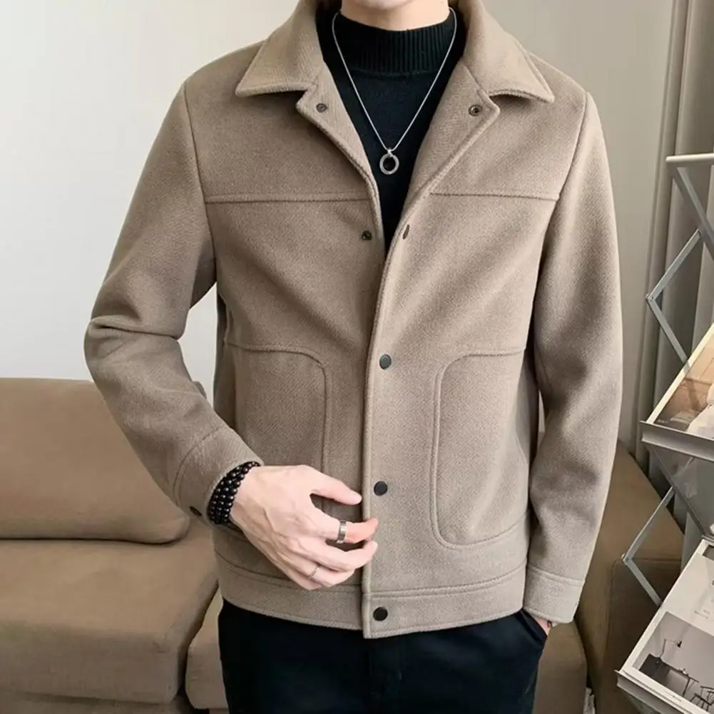 Classic Men Jacket Stylish Men's Lapel Jacket for Autumn Winter Casual Coat with Button Closure Versatile Outwear for Men Men