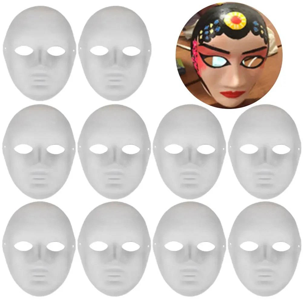 

10Pcs Blank Mask Smooth Surface Full Face Mask Creative Paintable Paper Mask Cosplay Mask Masquerade Accessories