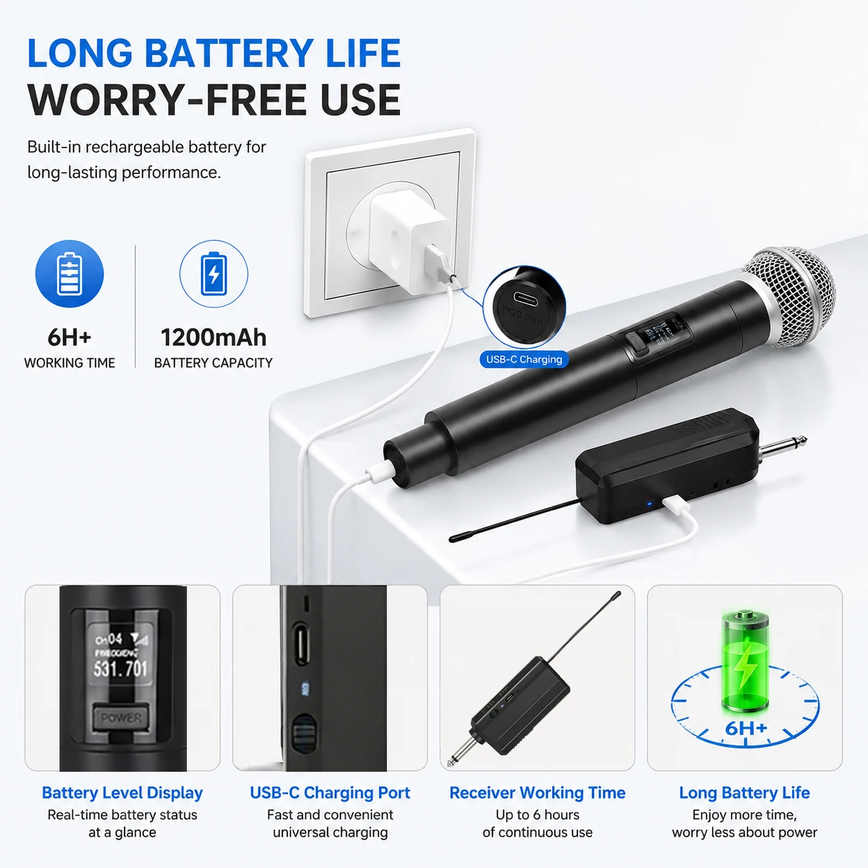 AY-58T2 Wireless Microphone 2. - đánh giá và giá Rechargeable Wireless Mic Lithium Battery
