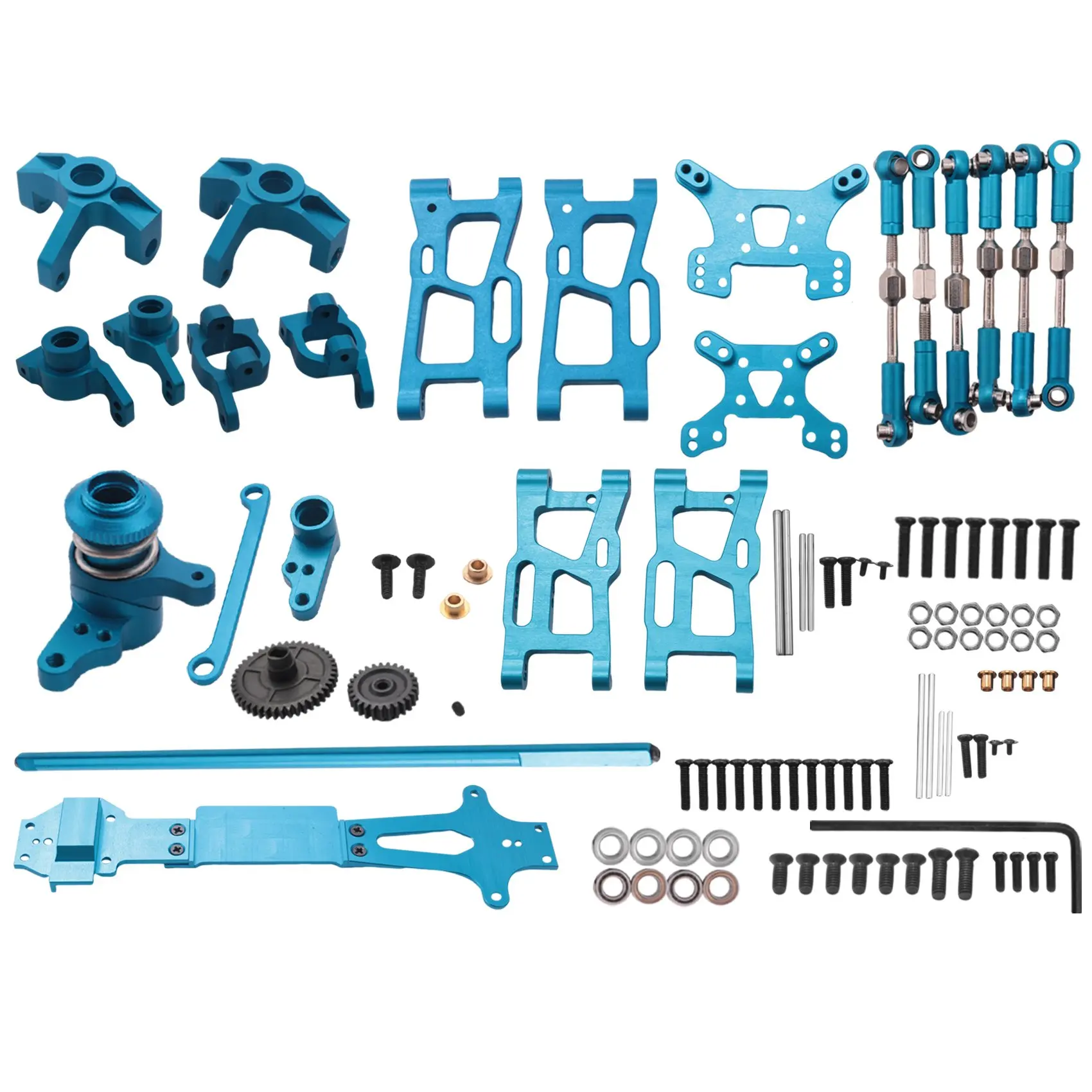 for WLtoys 1:14 144001 RC Car Full Upgrade Spare Parts Metal C Seat Steering Cup Swing Arm Central Drive Shaft,Blue