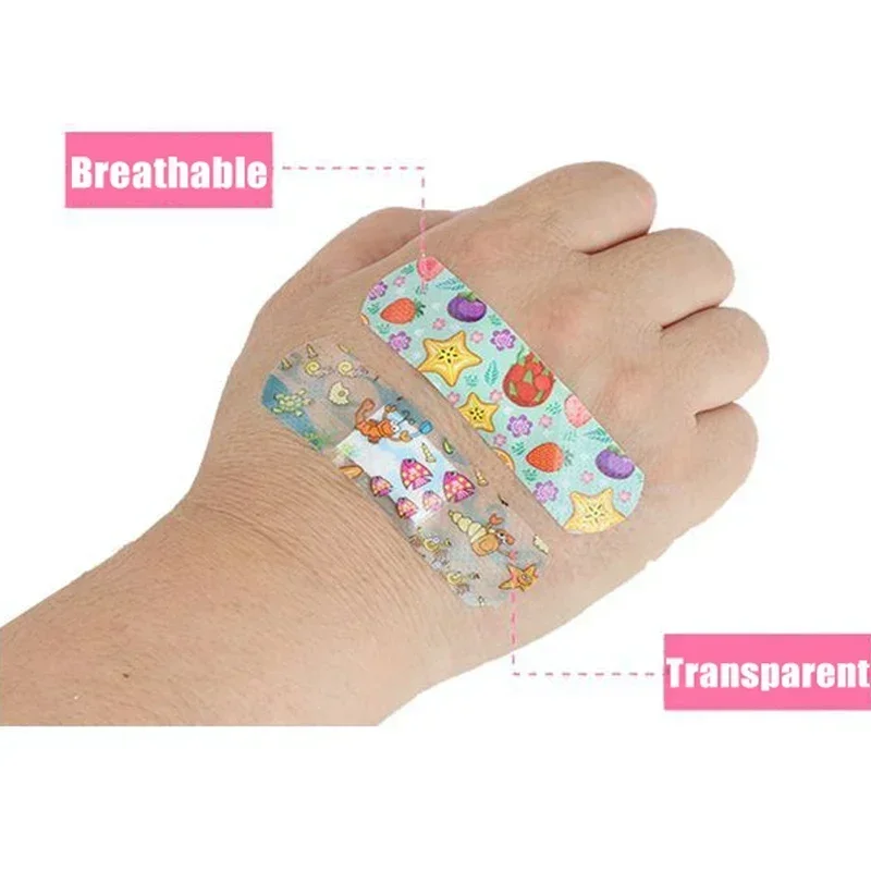 100Pcs Cartoon Transparent Band-aid Children's Cute Waterproof Hemostatic Bandage Medical Breathable Bandage Flexible Bandage