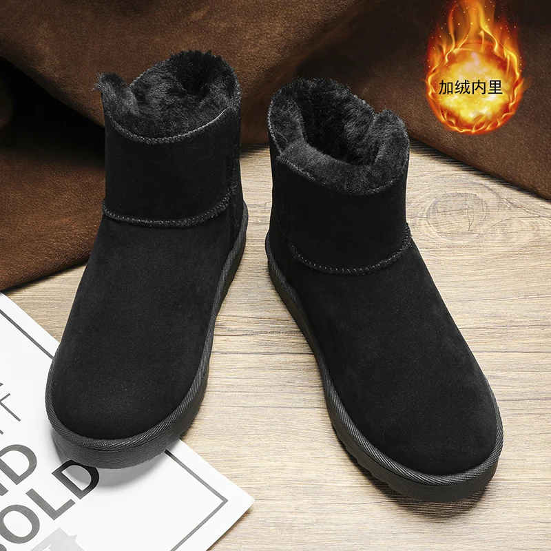 Fashion Men\'s Snow Boots Plush Warm Winter Outdoor Shoes Platform Elastic Wear-Resistant  All-match High Top Non-slip Large Size