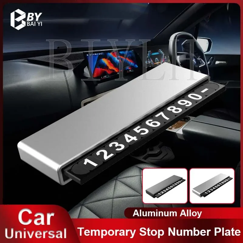 

Car Parking Number Plate Creative Car Interior Decoration Ornaments Metal Sliding To Hide The Phone Number Plate Car Accessories