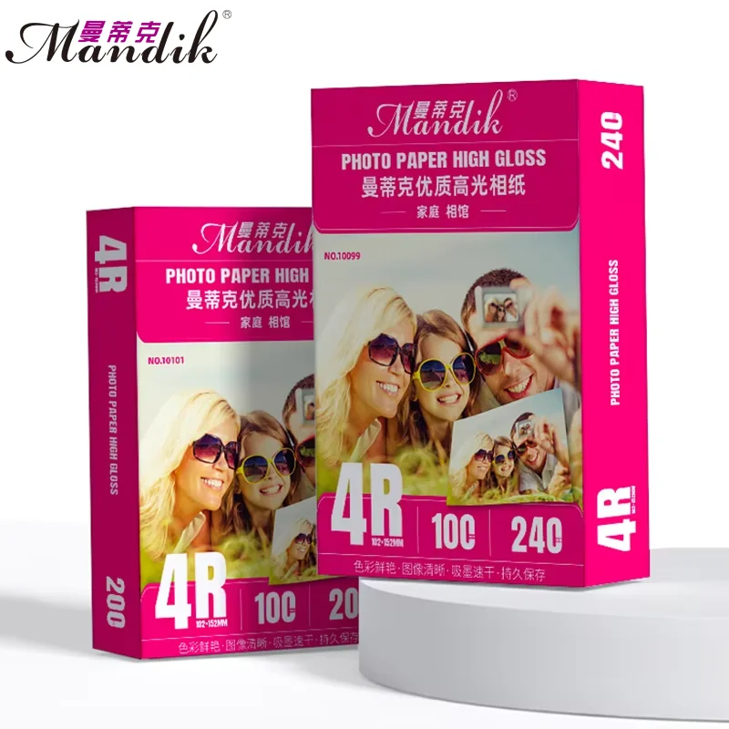 

Premium 240gsm 4R Glossy Photo Paper – Super White Single Side Inkjet Printing Paper, 100 Sheets Pack
